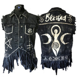 REDUCED Upcycled Clothing - Blessed Witch Bleached Jacket
