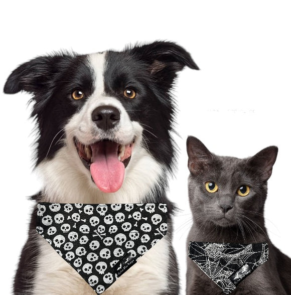 Goth Pet Bandana - Skulls