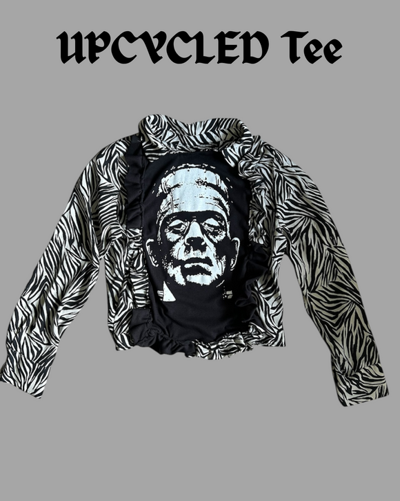 Upcycled Clothing - Frankenstein ruffle tee M