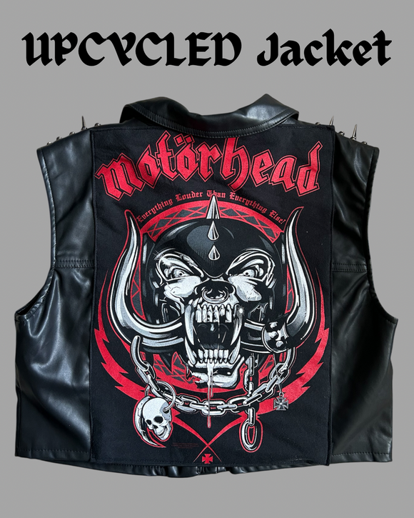 Upcycled Clothing - Motörhead Faux Leather Vest S