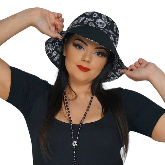 Reversible Hat -   Trick or Treat Goth Summer Hat