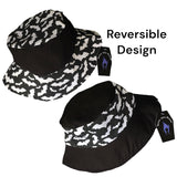 A reversible summer goth hat design with black and white bat print fabric. Summer goth basics and staple in children's and adult sizes.